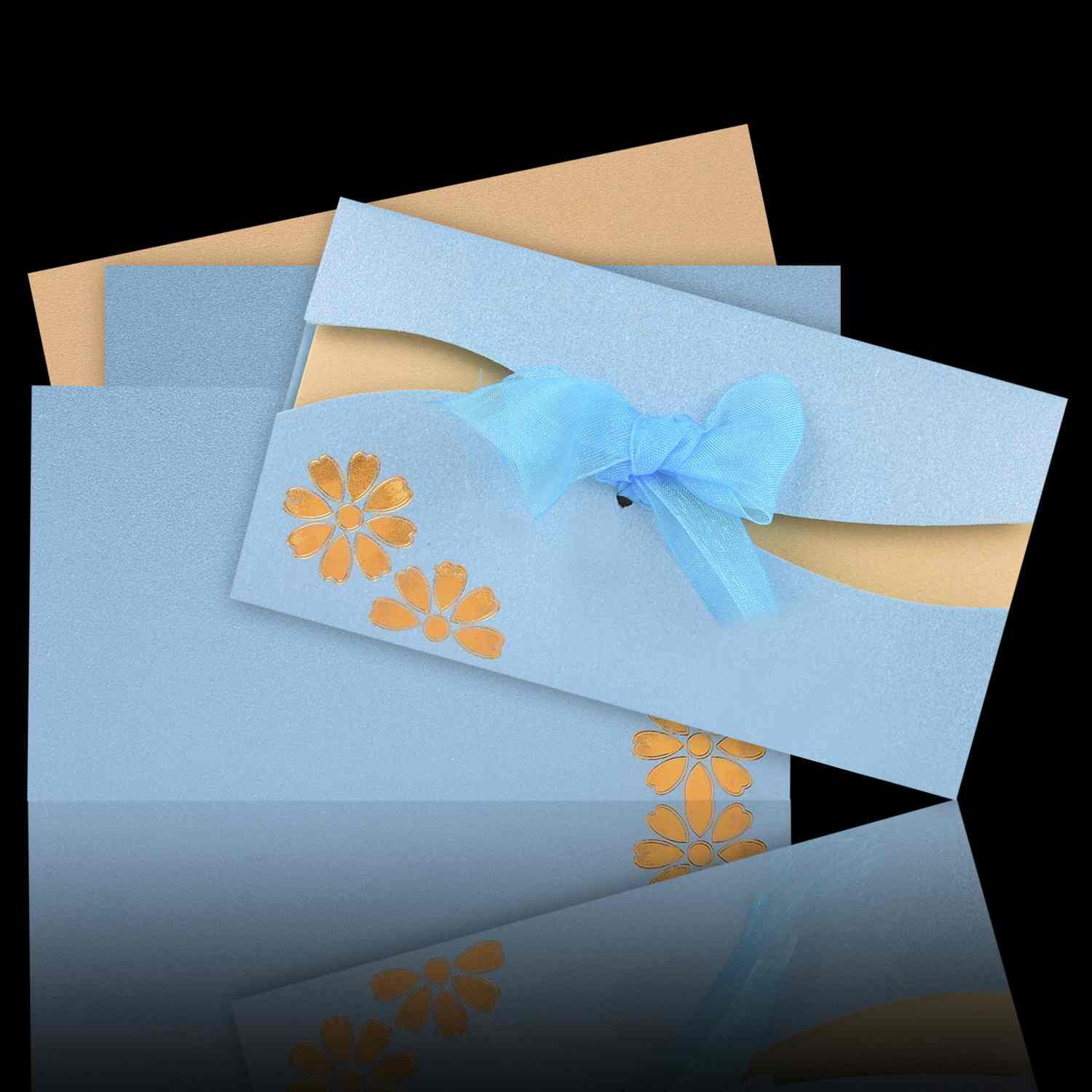 Royal Light Blue Colour Wedding Card - KNK30420-3